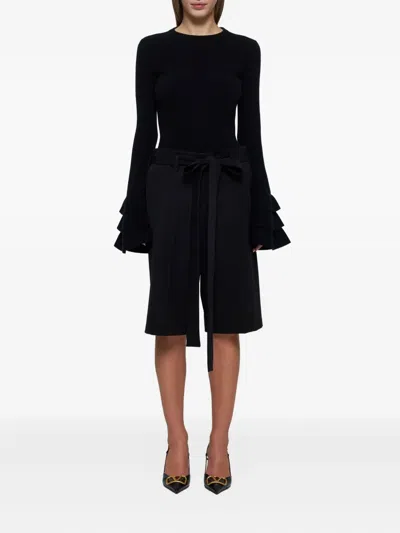 Valentino Self-tie Sash Wool Shorts