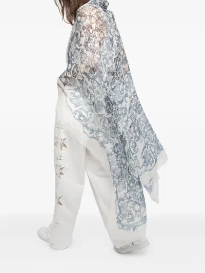 Zadig & Voltaire Kerry Printed Scarf In Metallic