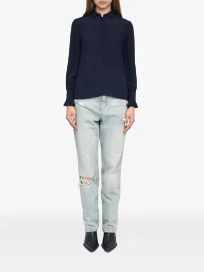 Zadig & Voltaire Womens Encre Thely Ruffled-trim Woven Shirt In Multi