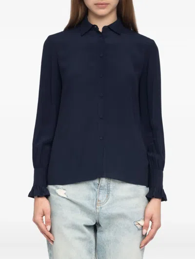 Zadig & Voltaire Womens Encre Thely Ruffled-trim Woven Shirt In Multi