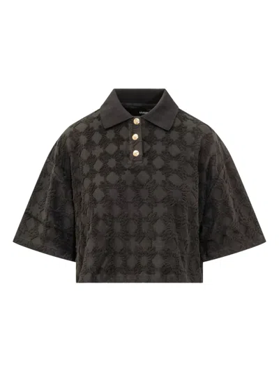Amiri Ma Quad Textured-pattern Polo Shirt In Black