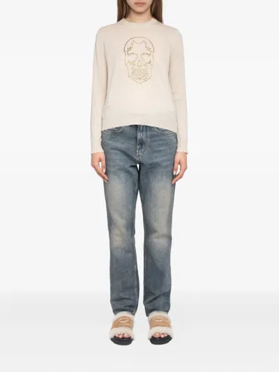 Zadig & Voltaire Skull-embellished Cashmere Sweater In Neutral