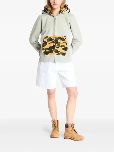 A Bathing Ape Camo-panel Shark-print Hoodie In Multi