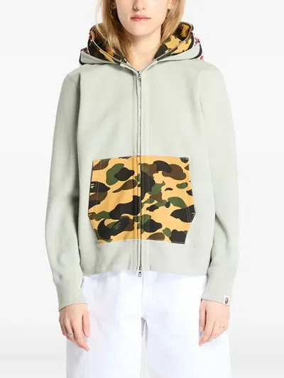 A Bathing Ape Camo-panel Shark-print Hoodie In Multi