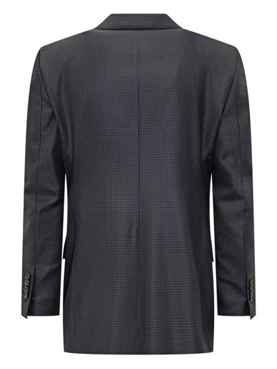 Tom Ford Single Breasted Checked Jacket In Black