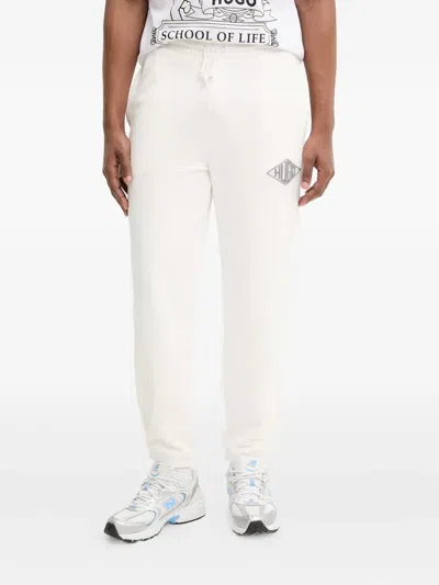 Hugo Boss Flocked-logo Track Pants In White