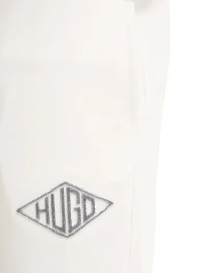 Hugo Boss Flocked-logo Track Pants In White