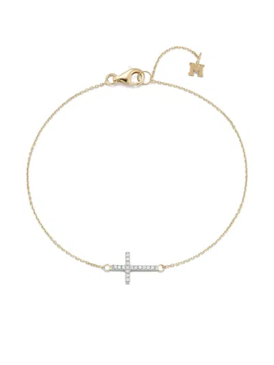 Mateo 14k Yellow Gold Cross Mini Diamonds Bracelet In Gold