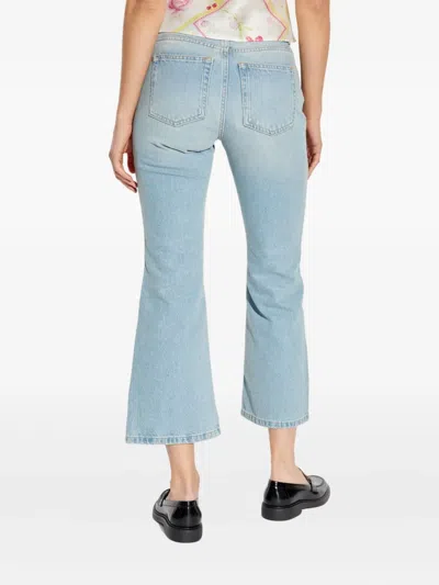 Loveshackfancy Cherry-embroidery Jeans In Blue
