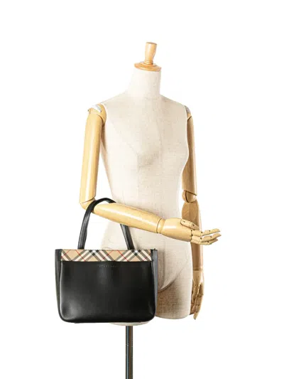 Pre-owned Burberry 2000-2017 Nova Check Trimmed Leather Handbag