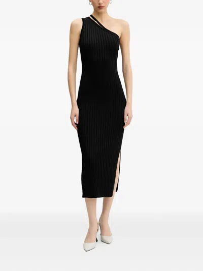 Hugo Boss One-shoulder Ribbed-knit Midi Dress