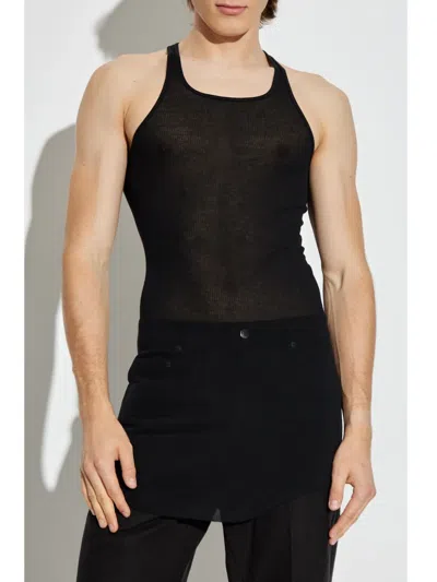 Rick Owens Ribbed Racerback Vest In Black