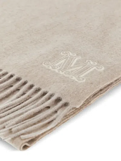 Max Mara Monogram-embroidered Scarf In Brown