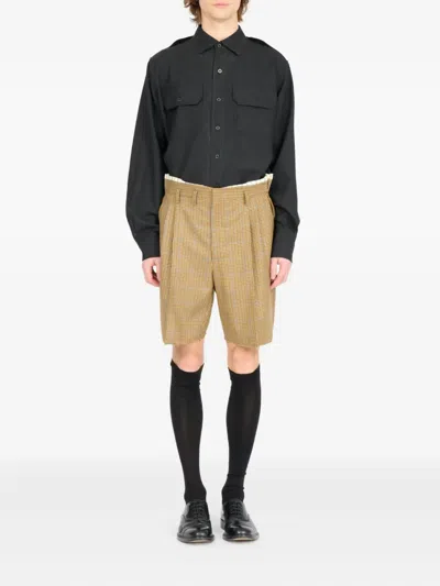 Maison Margiela Check-print Tailored Shorts In Brown