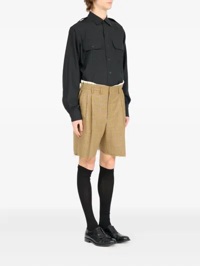 Maison Margiela Check-print Tailored Shorts In Brown