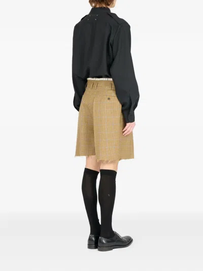 Maison Margiela Check-print Tailored Shorts In Brown
