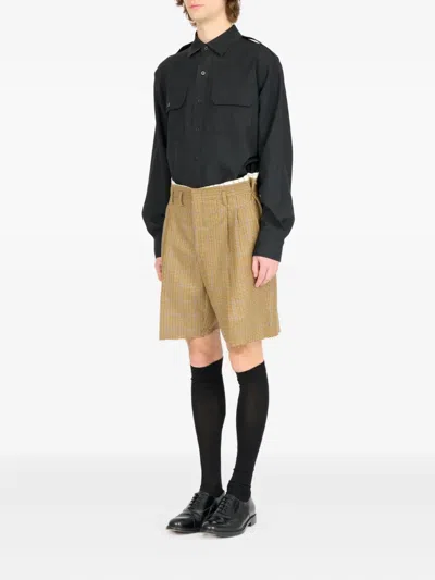Maison Margiela Check-print Tailored Shorts In Brown