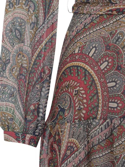 Etro Paisley Print Silk Blend Midi Dress In Multi