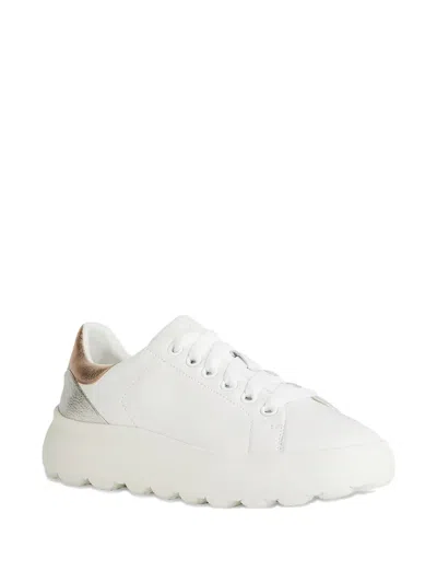 Geox Spherica Ec4.1 Leather Sneakers In White