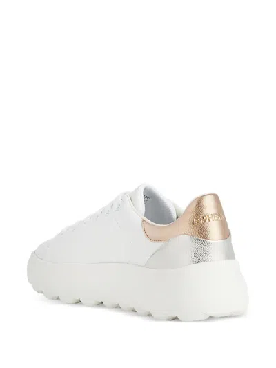 Geox Spherica Ec4.1 Leather Sneakers In White