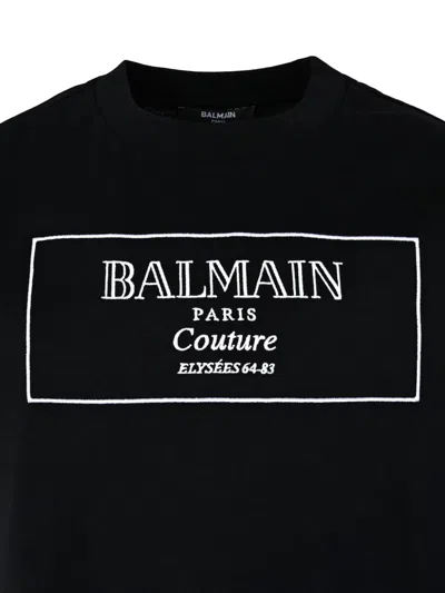 Balmain Logo-embroidered T-shirt In Black