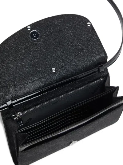 Diesel 1dr Logo-plaque Glitter Wallet In Black
