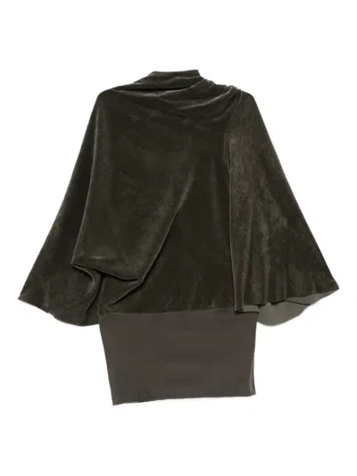 Rick Owens Velvet Cylinder Draped Top In Black