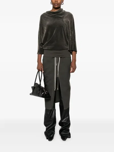 Rick Owens Velvet Cylinder Draped Top In Black