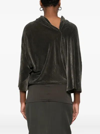 Rick Owens Velvet Cylinder Draped Top In Black