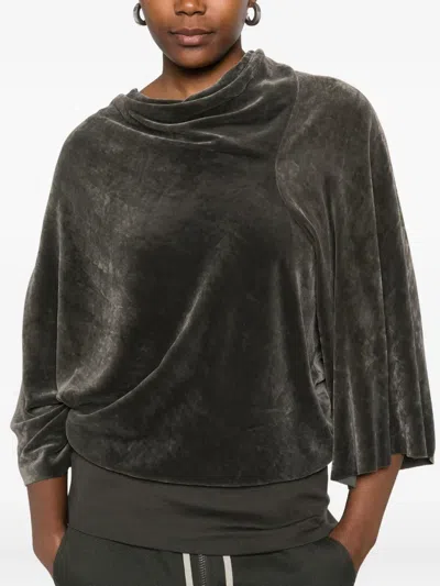 Rick Owens Velvet Cylinder Draped Top In Black