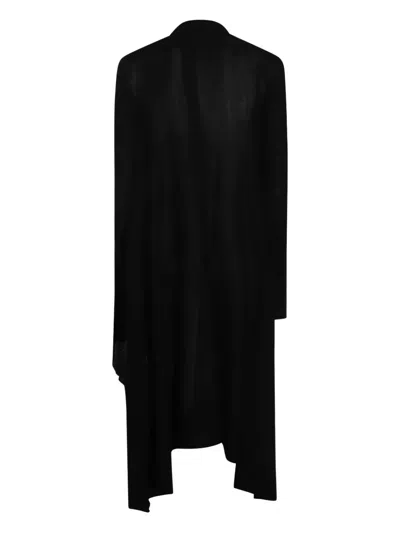 Rick Owens Asymmetric Drape Coat In Black