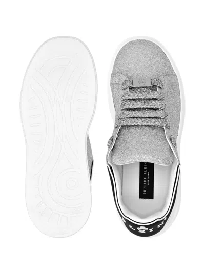 Philipp Plein Glitter Sneakers In Gray
