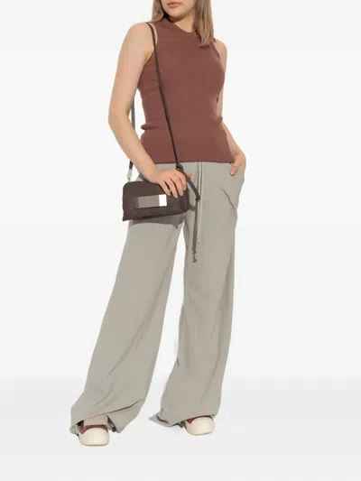 Rick Owens Ribbed-knit Sleeveless Tank Top In Brown