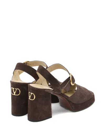 Valentino Fawcette Suede Platform Sandals With 100mm Heel In Brown