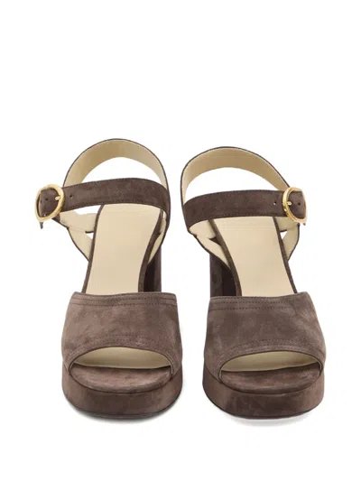 Valentino Fawcette Suede Platform Sandals With 100mm Heel In Brown