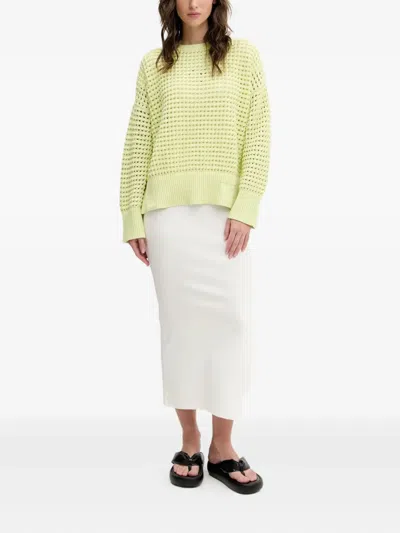 Hugo Boss Textured Open-knit Sweater In Green