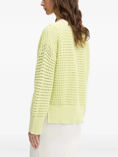 Hugo Boss Textured Open-knit Sweater In Green