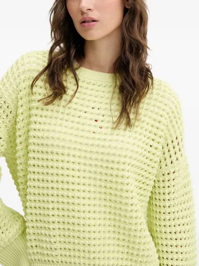 Hugo Boss Textured Open-knit Sweater In Green