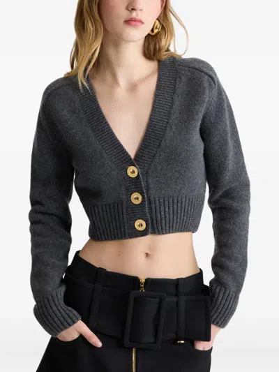 Patou Elbow-patch Button Cardigan In Gray