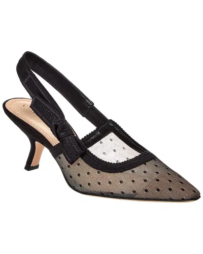 Dior J'a Mesh & Suede Slingback Pump In Black