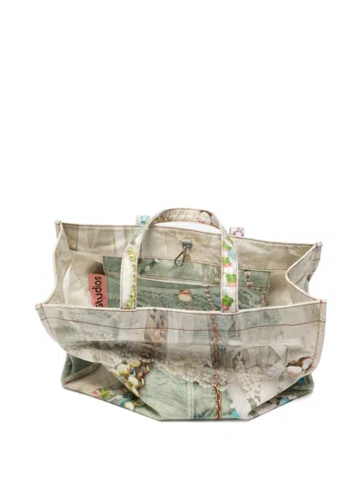 Acne Studios Lace-trimmed Printed Tote Bag