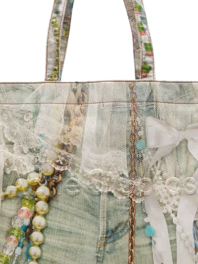 Acne Studios Lace-trimmed Printed Tote Bag