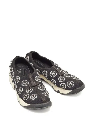 Pre-owned Dior Floral-motif Slip-on Sneakers