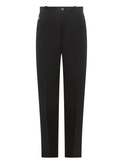Versace Casual Cotton Gabardine Trousers In Black