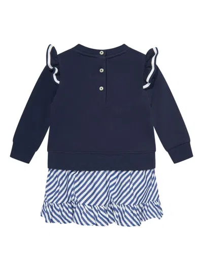 Polo Ralph Lauren Ruffled Sweatshirt Dress In Blue