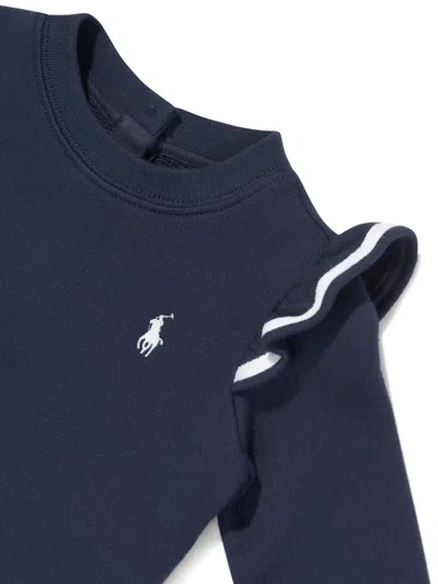 Polo Ralph Lauren Ruffled Sweatshirt Dress In Blue