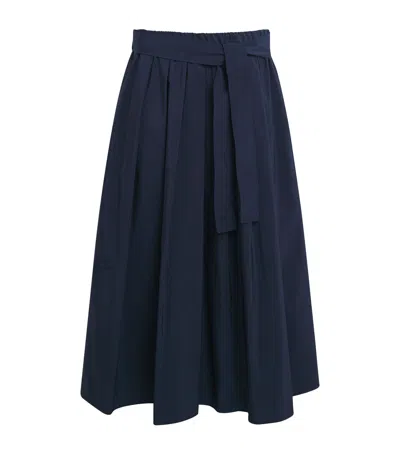 Weekend Max Mara Taffeta Tie-belt Midi Skirt In Blue