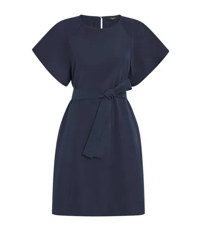 Weekend Max Mara Taffeta Belted Mini Dress In Blue