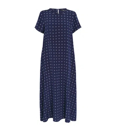 Weekend Max Mara Printed Silk T-shirt Dress In Blue
