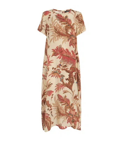 Weekend Max Mara Silk Floral Maxi Dress In Brown